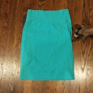 Teal stretchy pencil skirt